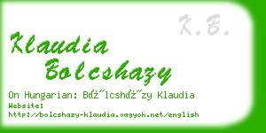 klaudia bolcshazy business card